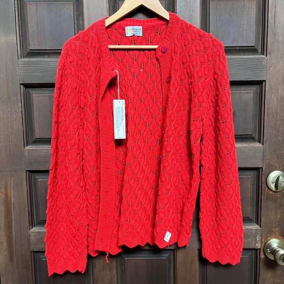 Deadstock 1960s knit cardigan Red Women's Medium - Picture 5 of 8